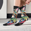 Rainbow Maine Coon Cat Themed Men's Mid-Calf Socks Non-Slip Skin-Friendly Soft Funny Stylish Streetwear Outdoor Skateboard Socks