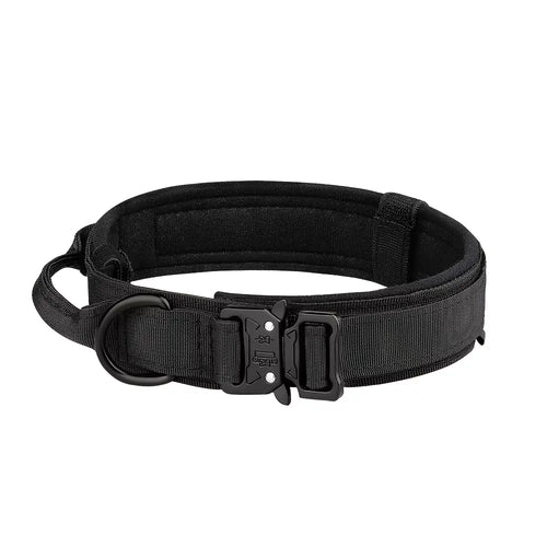 Tactical Dog Collar with Control Handle — 1000D Nylon, Double Closure & D-Ring | Collar Only or Collar & Leash Set | M–XL