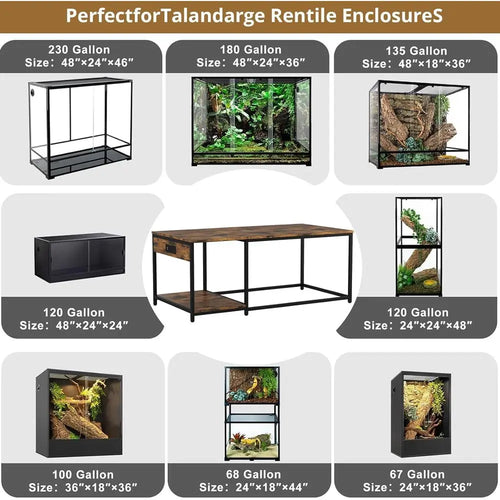 4x2x2 Reptile Enclosure Stand – 48x24 Tall Reptile Tank Stand or 120 Gallon Aquarium Stand, Bearded Dragon Cage, Snake Enclosu