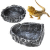 Reptile Feeding Water Bowl Realistic Stone Texture Safe Durable for Bearded Dragons Small Reptiles SYXZS03