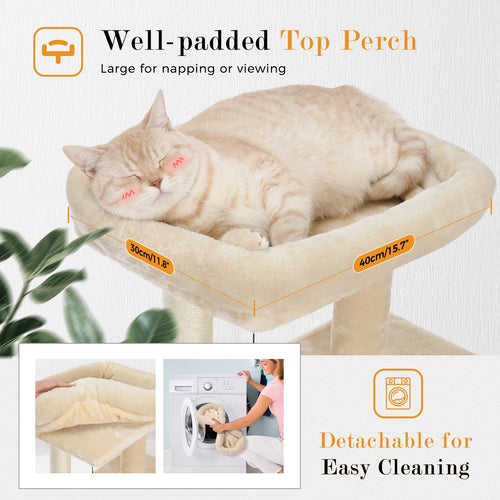 Pequlti 104cm Multi-Level Cat Tree with 2 Condos - Wood