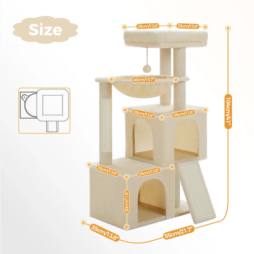 PAWZ Road Large Multi-Level Cat Tree with Condo and Hammock
