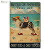Aussie Metal Tin Sign Wall Decor Australian Shepherd Dog Bath Soap Poster Hanging Plaque Aluminum Signage Posters 8x12 Inch