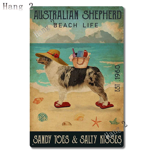 Aussie Metal Tin Sign Wall Decor Australian Shepherd Dog Bath Soap Poster Hanging Plaque Aluminum Signage Posters 8x12 Inch