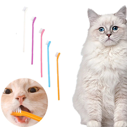 Vet Recommended Dog/Cat Toothbrush - Micro Head Teeth Cleaning Tool for Small Mouth Dogs Cats, 360° Gum Care Pet Dental Kit