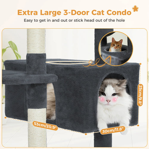 PAWZ Road Large Cat Tree Tower - 72 Multi-Level with Condo Grey