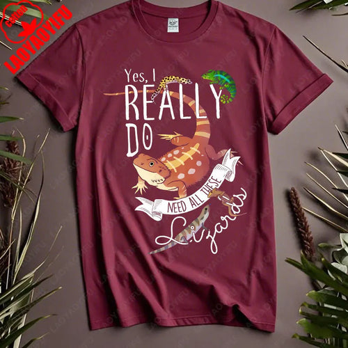 Funny Lizard Cotton Clothing Women Men Reptile Lover Gift Tops Pet Bearded Dragon Leopard Gecko Chameleon Cute Graphic Tshirt