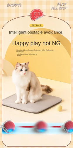 New Cat Interactive Ball Toy Automatic Rolling Ball Faux Tail Rechargeable Smart Pet Electric Toy Dog Cat Training Imitate Mouse