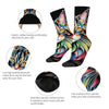 Rainbow Maine Coon Cat Themed Men's Mid-Calf Socks Non-Slip Skin-Friendly Soft Funny Stylish Streetwear Outdoor Skateboard Socks