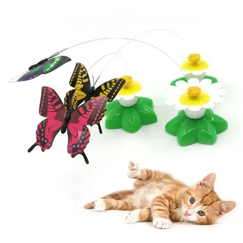 Electric Flying Bird Teasing Stick Rotating Interactive Cat Toy Automatically Spins Around Hummingbird Butterfly Play-Catch