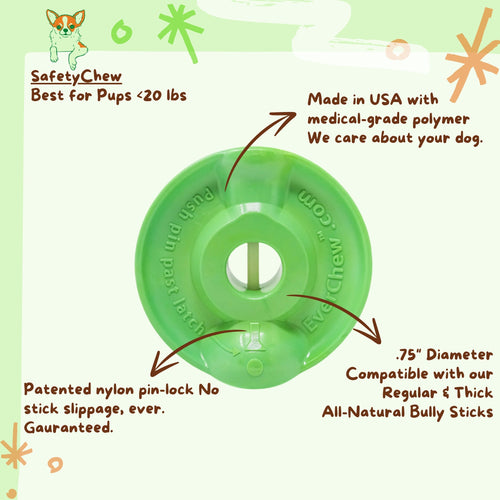 SafetyChew Small Dog Starter Pack: Pin-Lock Bully Stick Holder +  All-Natural Bully Sticks for Dogs Under 16lbs