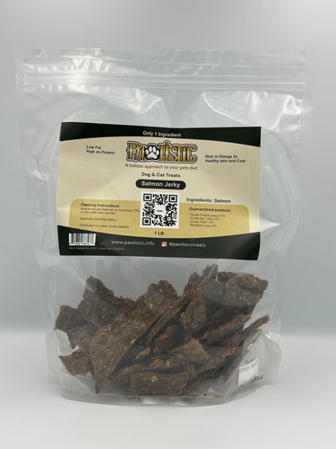 Pawlistic Salmon Jerky Treats for Cats & Dogs - 1lb - Wild Caught, Single Ingredient, High Protein, Grain-Free, Gluten-Free, Made in USA
