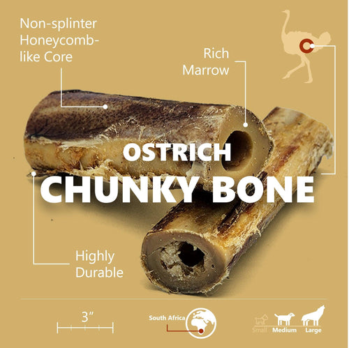 Ostrich Chunky Bones (4 x 2 - 2 Pack): The Long-Lasting, Flavor-Packed Bones for Small to Medium Dogs