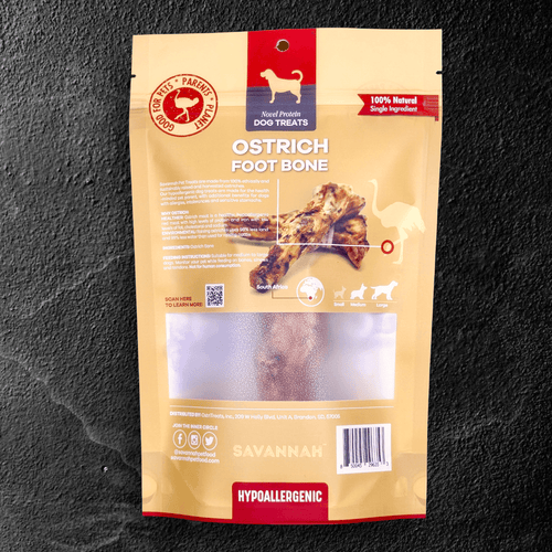 Ostrich Foot Bone (7 x 3.5): The Flavorful & Long-Lasting Chew for Medium to Large Dogs