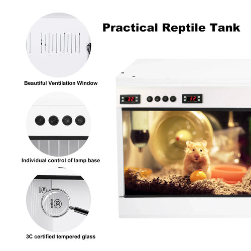 Stackable Reptile Terrarium, PVC Bearded Dragon Enclosure – Tempered Glass Tank for Amphibians Reptilians Arachnids Pets Habitat