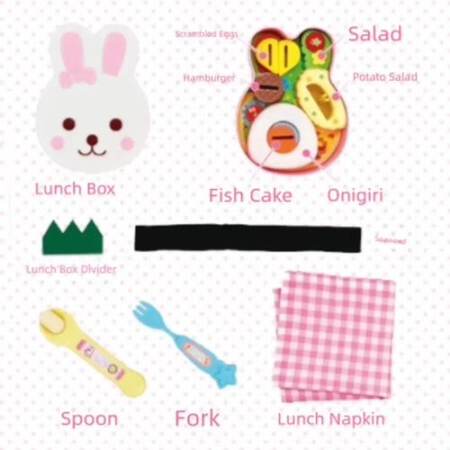 Rabbit Shape Pretend Play Food Set - Kawaii Lunch Box Toy