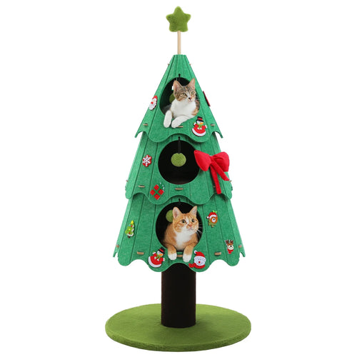 PAWZ Road Christmas Cat Tree Tower - 3 Condos Green/White 135cm