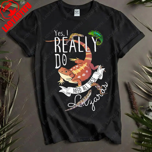 Funny Lizard Cotton Clothing Women Men Reptile Lover Gift Tops Pet Bearded Dragon Leopard Gecko Chameleon Cute Graphic Tshirt