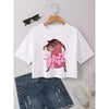 Kawaii Rat Ratz Mouse Cropped Print Crew Neck T-shirt Y2K Short Sleeve Tight Fit Crop Top Spring Summer Women's Clothing
