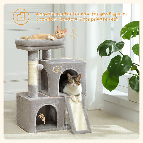 Pequlti 104cm Multi-Level Cat Tree with 2 Condos - Wood