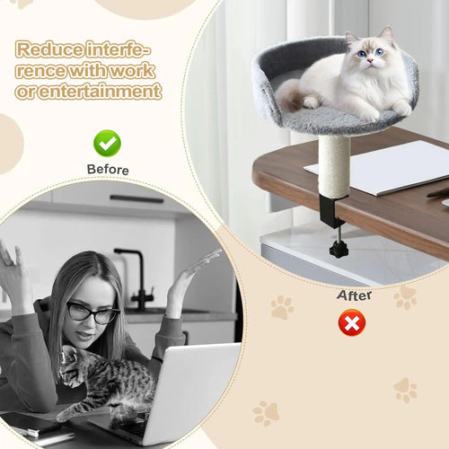 Cat Desk Bed 360 Rotating Hammock for Cat Desk Clamp Kitten Bed for Kittens Pets Animals Indoor Home Apartment Living Room