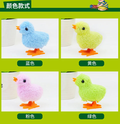 Pet Cat Toys Jumping Walking Hopping Cartoon Plush Chicken Clockwork Cat Interative Playing Toy Wind Up Chick Kitten Supplies