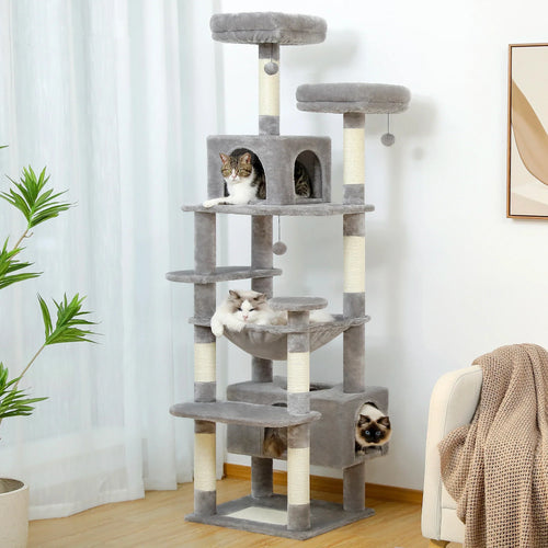 Pequlti 72 Multi-Level Cat Tree Tower with Condo & Hammock