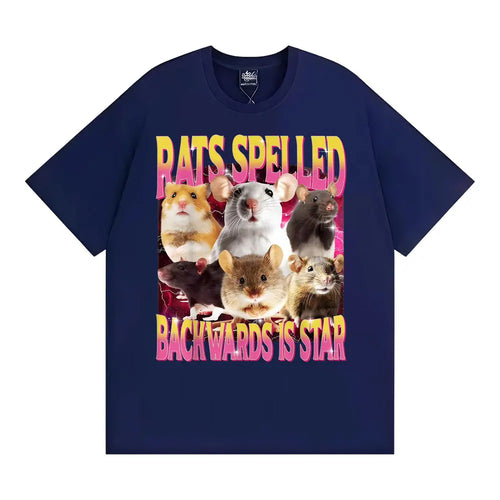 Rats Spelled Backwards Is Star Funny Rat Meme T Shirts Men Women Retro Humor Short Sleeve T-shirts Oversized 100% Cotton T-shirt