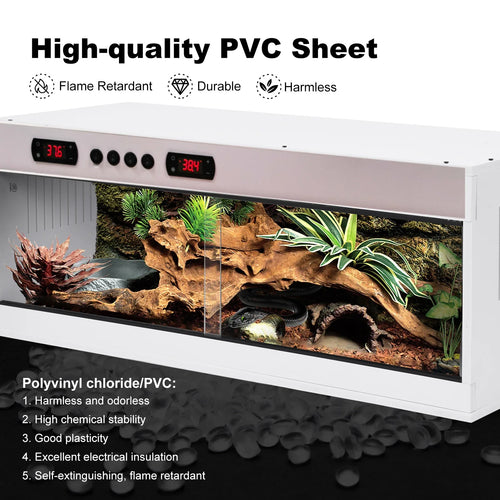 Stackable Reptile Terrarium, PVC Bearded Dragon Enclosure – Tempered Glass Tank for Amphibians Reptilians Arachnids Pets Habitat