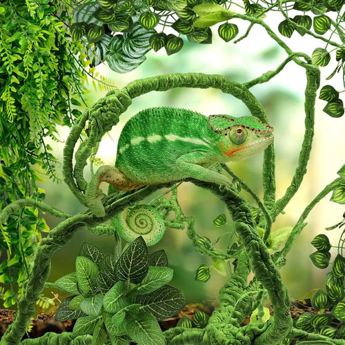 Bearded Dragon Habitat Accessories: Hanging Plants, Artificial Leaves, Hides for Leopard Geckos, Chameleons, and Snakes
