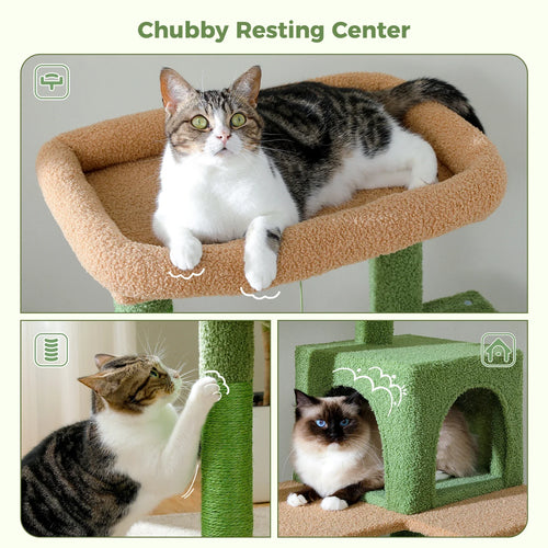 PAWZ Road Cactus Cat Tree Tower for Large Cats - Green 56