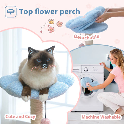Petepela Flower Cat Tree - 89cm Tower with Hammock & Condo
