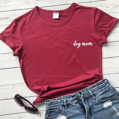 dog mum pocket tshirt cute women short sleeve dog mom tee shirt top