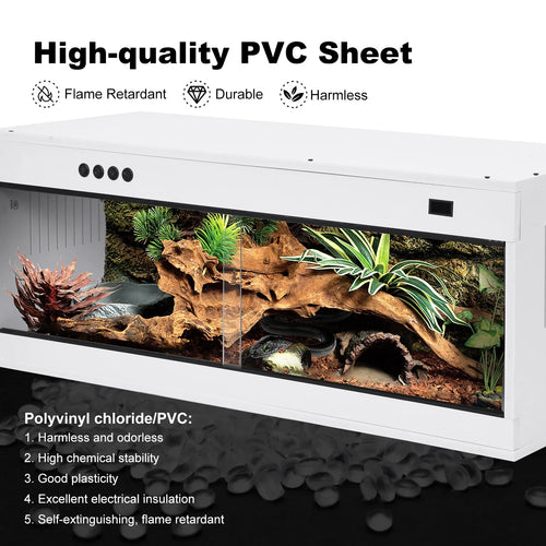 Stackable Reptile Terrarium, PVC Bearded Dragon Enclosure – Tempered Glass Tank for Amphibians Reptilians Arachnids Pets Habitat