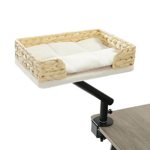 Cat Desk Bed, 360 Rotatable Cat Bed Stand for Indoor Cats, Adjustable Cat Basket, Cats Hammock for Table, Soft Cat Bed for Desk