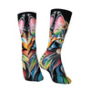 Rainbow Maine Coon Cat Themed Men's Mid-Calf Socks Non-Slip Skin-Friendly Soft Funny Stylish Streetwear Outdoor Skateboard Socks