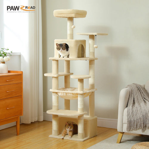 PAWZ Road Large Cat Tree Tower - 72 Multi-Level with Condo Grey