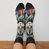 Rainbow Maine Coon Cat Themed Men's Mid-Calf Socks Non-Slip Skin-Friendly Soft Funny Stylish Streetwear Outdoor Skateboard Socks