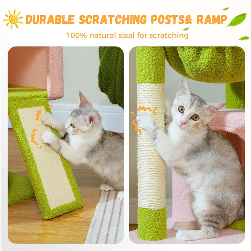 Pequlti 104cm Multi-Level Cat Tree with 2 Condos - Wood