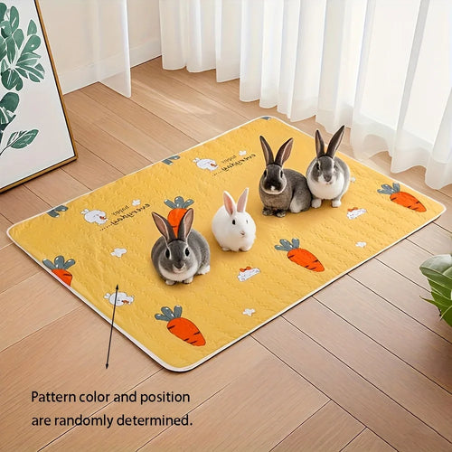 2 Sets of Aesthetically Pleasing Rabbit-Shaped and Carrot-Shaped Pee Pads - Reusable, Super Absorbent, Washable Small Pet Potties Suitable for Guinea Pigs, Hamsters, Rabbits, Etc. - Easy-To-Clean Cage Liners, Odor-Resistant,