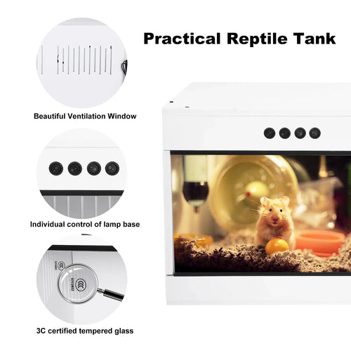 Stackable Reptile Terrarium, PVC Bearded Dragon Enclosure – Tempered Glass Tank for Amphibians Reptilians Arachnids Pets Habitat