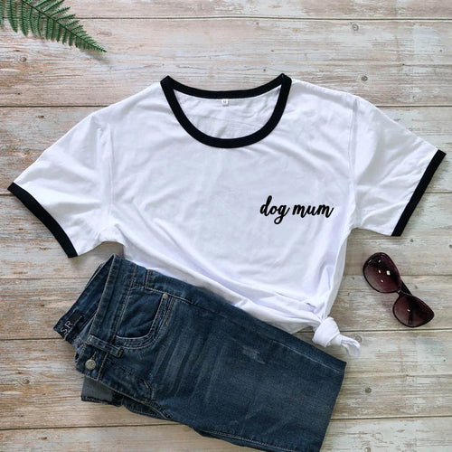 dog mum pocket tshirt cute women short sleeve dog mom tee shirt top