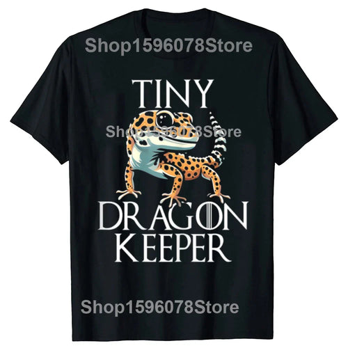 Funny Leopard gecko lizard game controller Graphic T Shirts Men Cotton Streetwear Tee Shirt Short Sleeve Unisex Loose Clothing