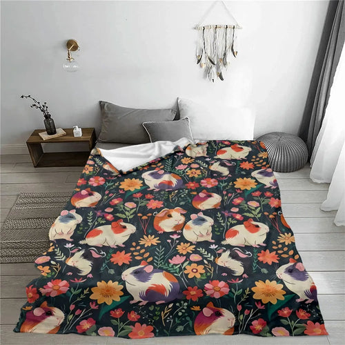 Ultra-Soft Guinea Pig Print Flannel Throw Blanket - Plush, Lightweight, Warm for Couch, Bedroom, Travel | All-Season Comfort, An