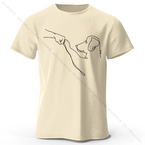 The Dog Friend Printed Modern Minimalist 100% Cotton T-Shirt, Lightweight Round Neck Short Sleeve Tee, Unisex Everyday Wear