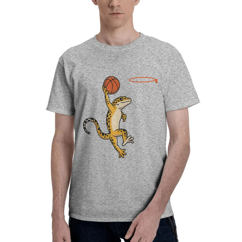 Leopard Gecko Playing Sports Lizard & Reptiles Basketball Men T-Shirt Clothes  Tees Short Sleeve fugees 100% Cotton