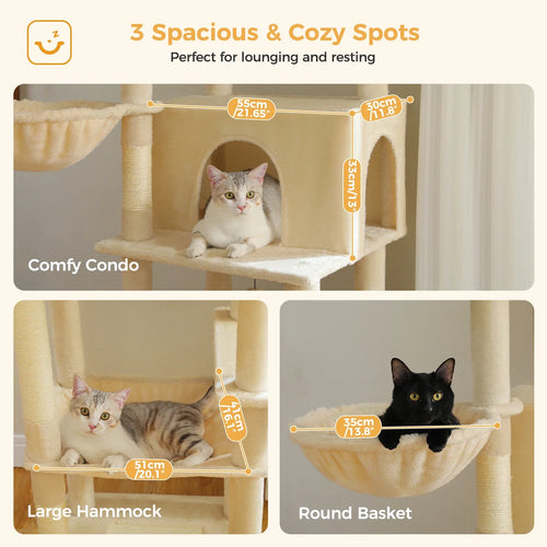 PAWZ Road Large Multi-Level Cat Tree - 186cm Wood Tower