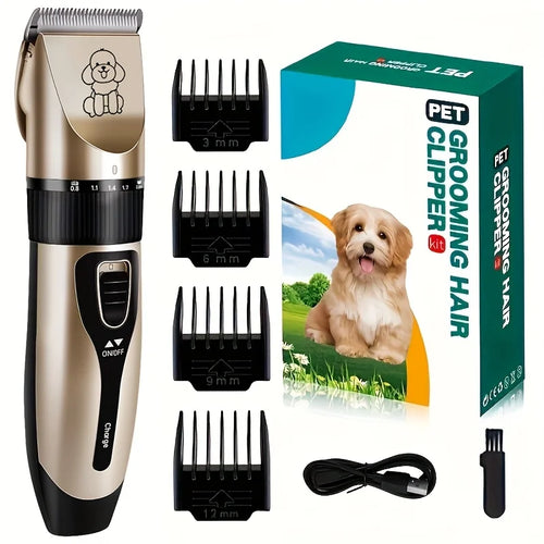 USB Rechargeable Pet Grooming Kit - Low Noise Dog Hair Trimmer
