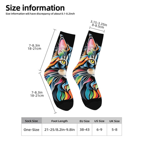 Rainbow Maine Coon Cat Themed Men's Mid-Calf Socks Non-Slip Skin-Friendly Soft Funny Stylish Streetwear Outdoor Skateboard Socks