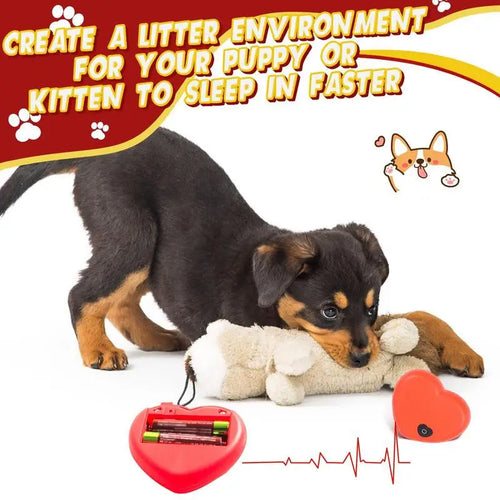Realistic Heartbeat Simulator - Calming Puppy Toy Red 2.6
